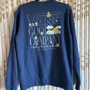 Vans Navy Crewneck Good Company Pull Over Long Sleeve Skate Lounge Casual Sm
